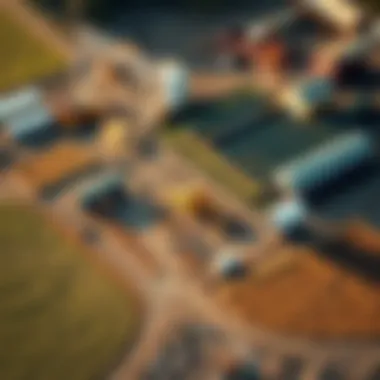 Overview of Farm Maintenance Areas An aerial view of a farm illustrating maintenance areas