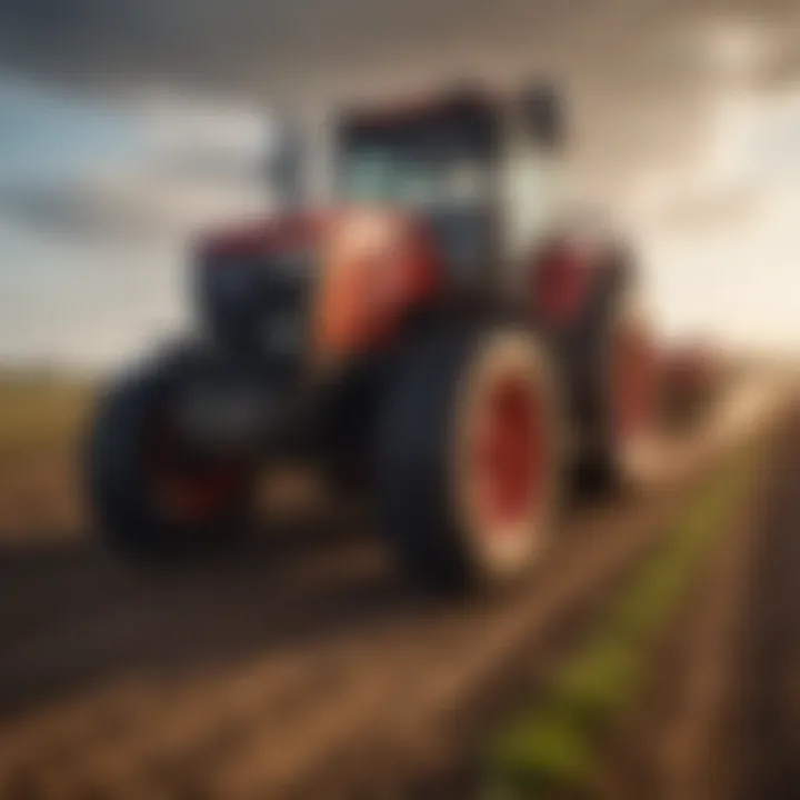 A modern tractor working in a large field, representing technological advancements in African agriculture.