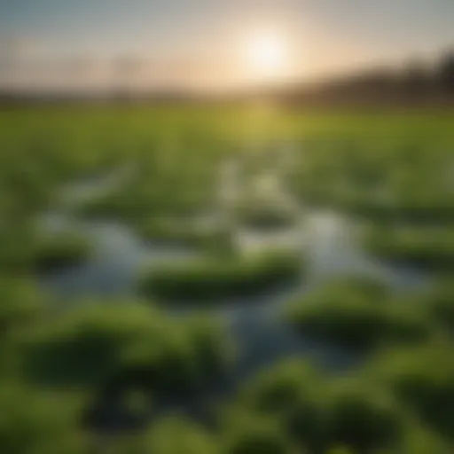 Vibrant green algae thriving in a modern cultivation system