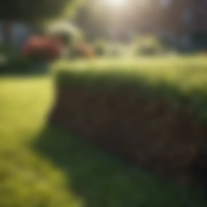 Different types of sod displayed in a garden