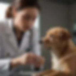Veterinarian examining a dog for signs of pain
