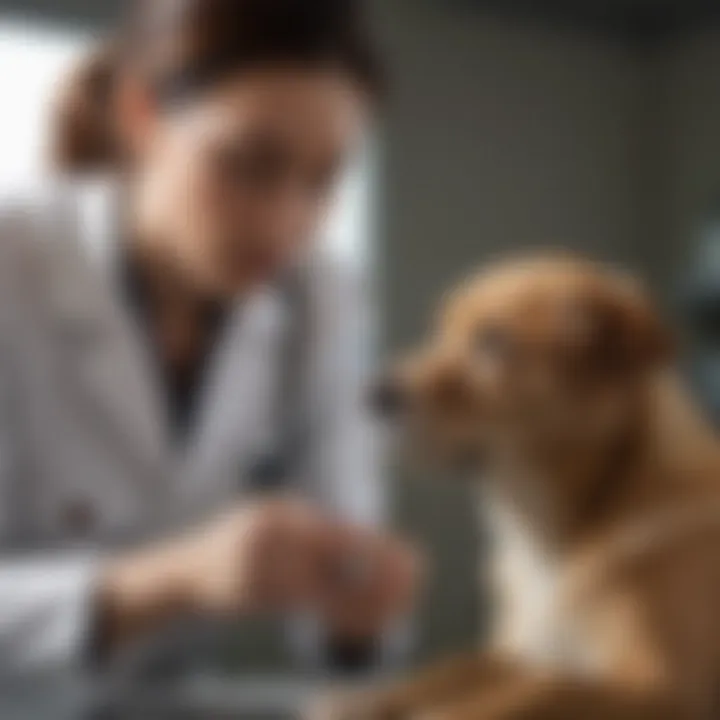 Veterinarian examining a dog for signs of pain