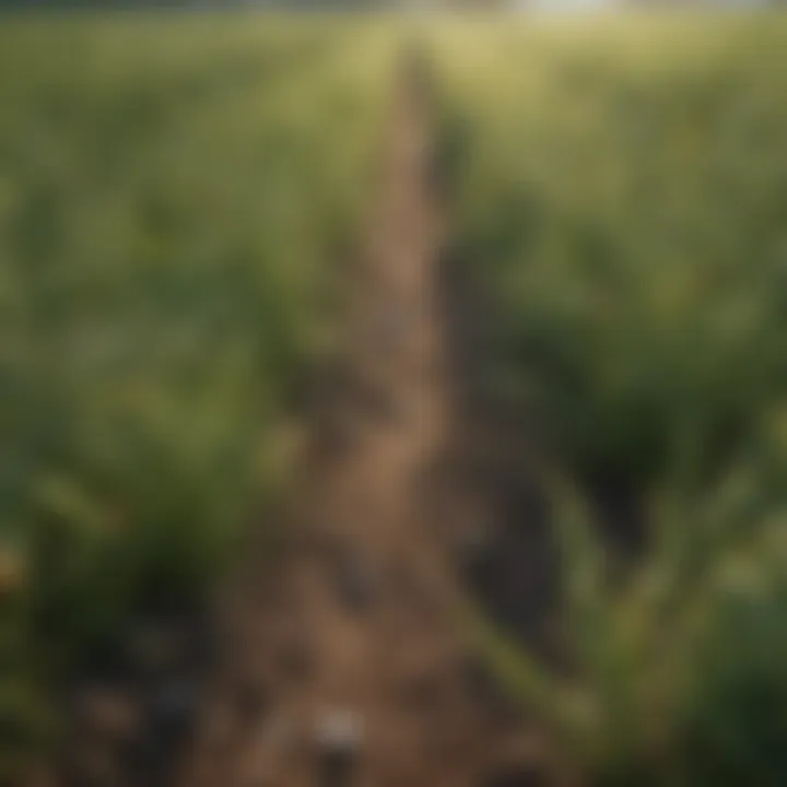 A field infested with annual bluegrass weed illustrating its invasive nature