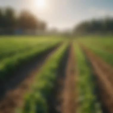 Lush green field thriving due to organic farming practices