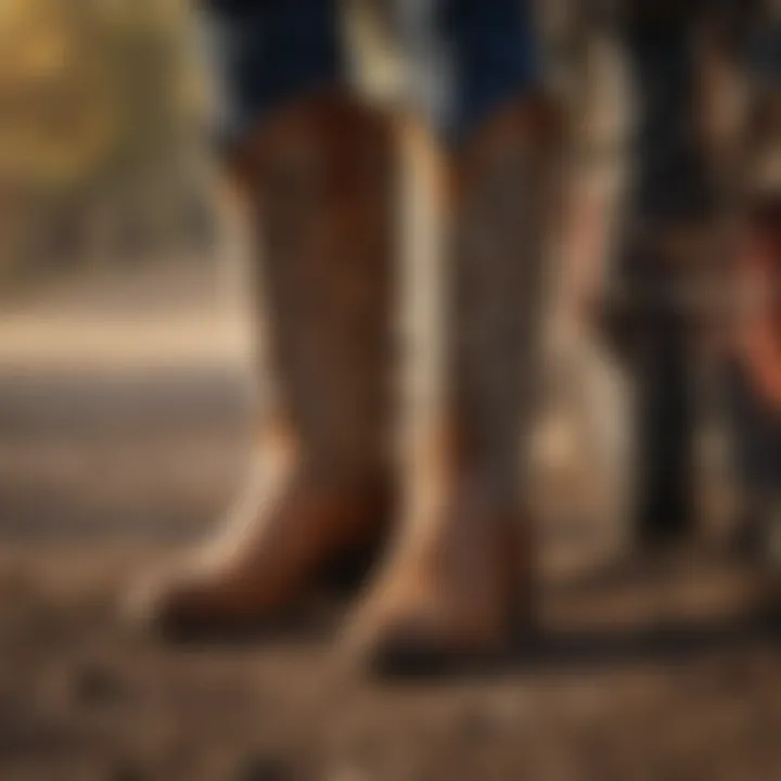 Ariat Cheetah boots paired with agricultural equipment