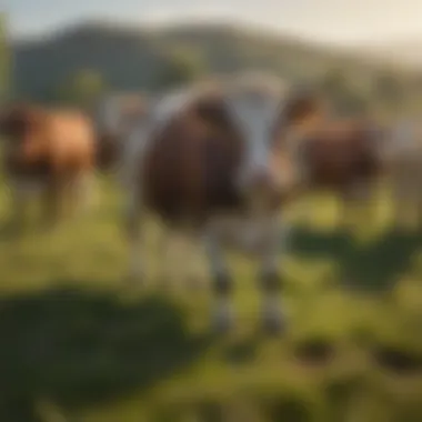 An array of different cattle breeds grazing in a lush pasture