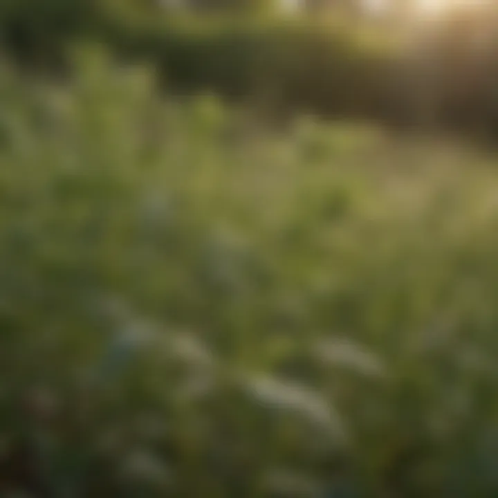 Close-up of thriving weeds in a field