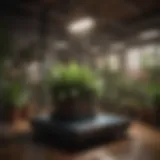 A sophisticated automatic watering system setup for indoor plants