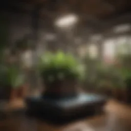 A sophisticated automatic watering system setup for indoor plants