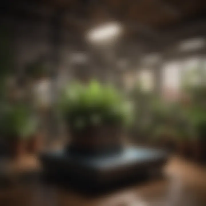 A sophisticated automatic watering system setup for indoor plants