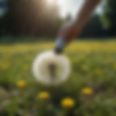 Chemical dandelion killer being applied