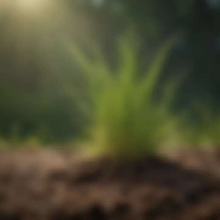 Close-up of tall fescue roots benefiting from nutrient-rich soil