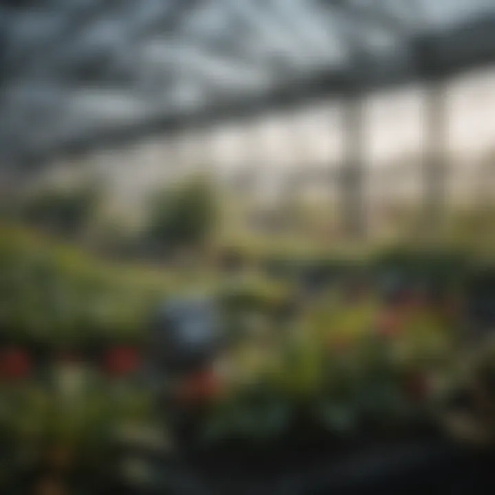 Thermostat monitoring temperature in a greenhouse