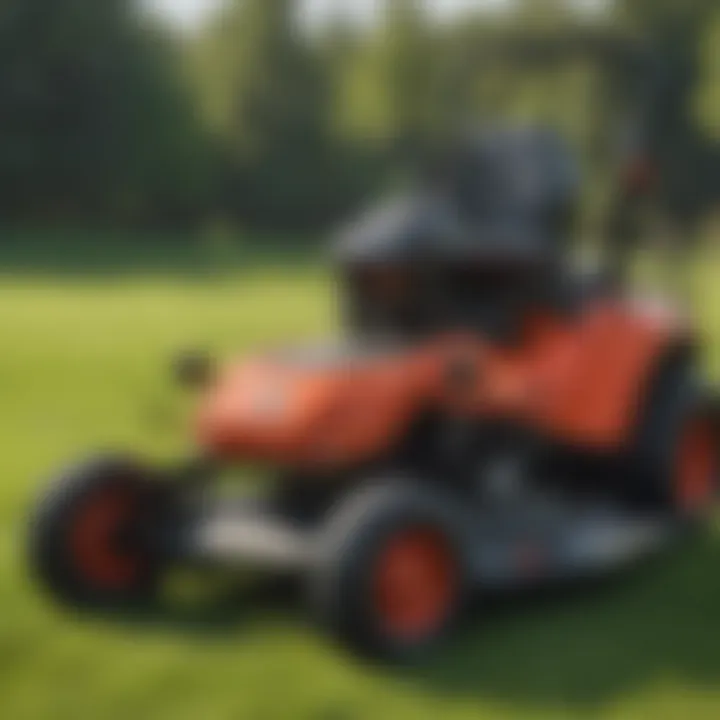 Close-up of the advanced controls on a residential stand-on mower