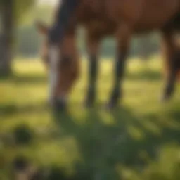 A vibrant spring pasture with horses grazing peacefully, symbolizing health.