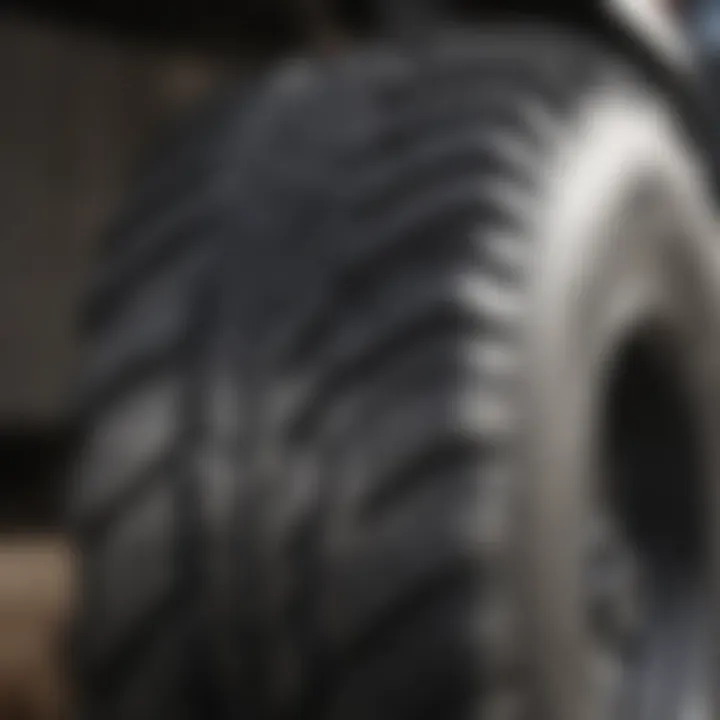 Close-up of tire tread design