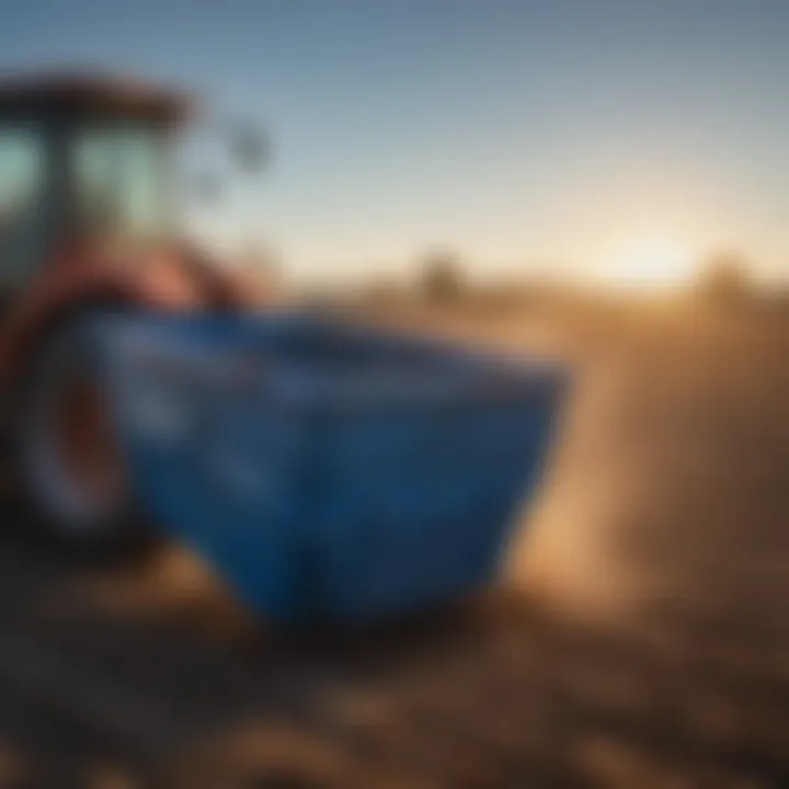 Blue diamond screening bucket in agricultural use