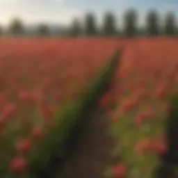 Vibrant buckwheat plants in a lush field