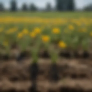 Illustration of sustainable agricultural practices incorporating buttercup seedlings into crop rotation.