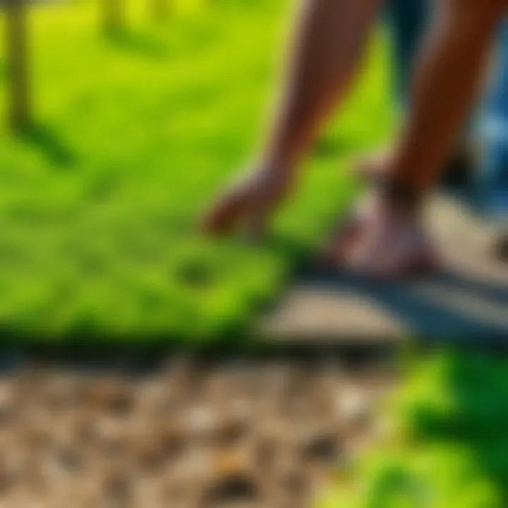 Lawn installation showcasing sod being laid