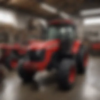 A well-organized workshop with various Case IH parts