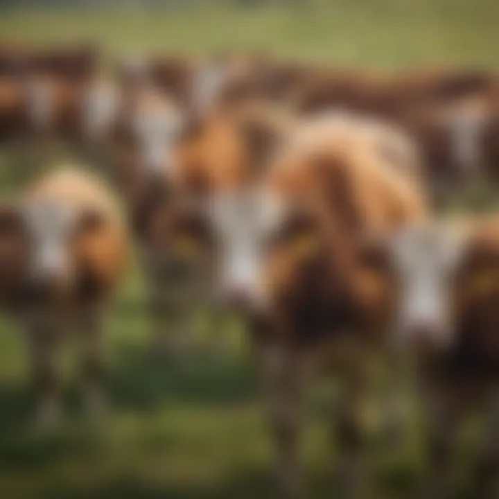 Cattle herd with visible ear tags in a pasture