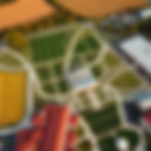 Aerial Overview of Agricultural Campus Aerial view of Clemson University's agricultural campus showcasing diverse crops.