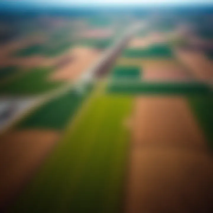 An aerial view of Utah's agricultural fields illustrating crop diversity