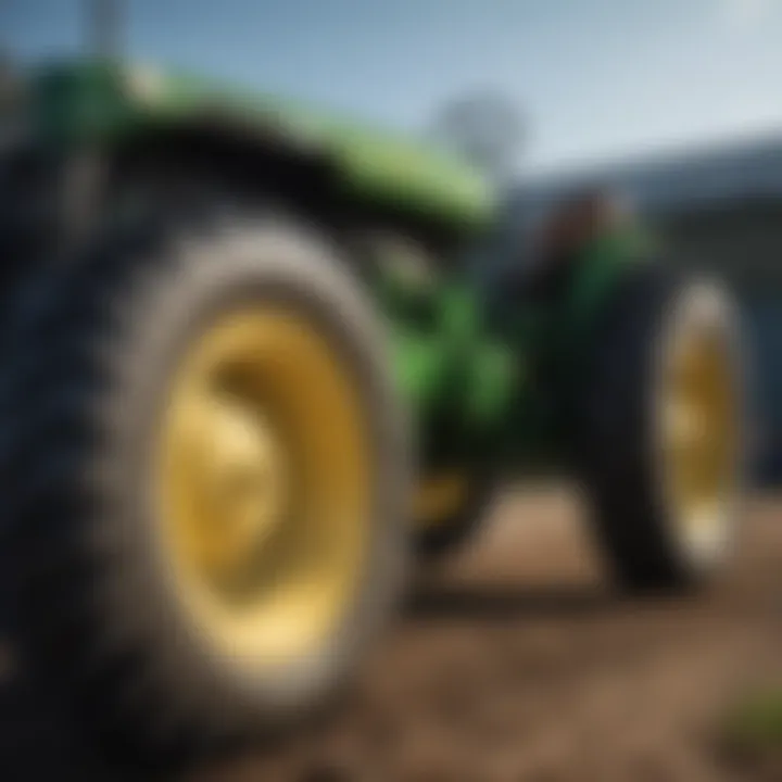 Close-up of a John Deere tractor showcasing its features