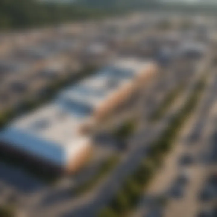 Aerial view of Wytheville showcasing commercial buildings