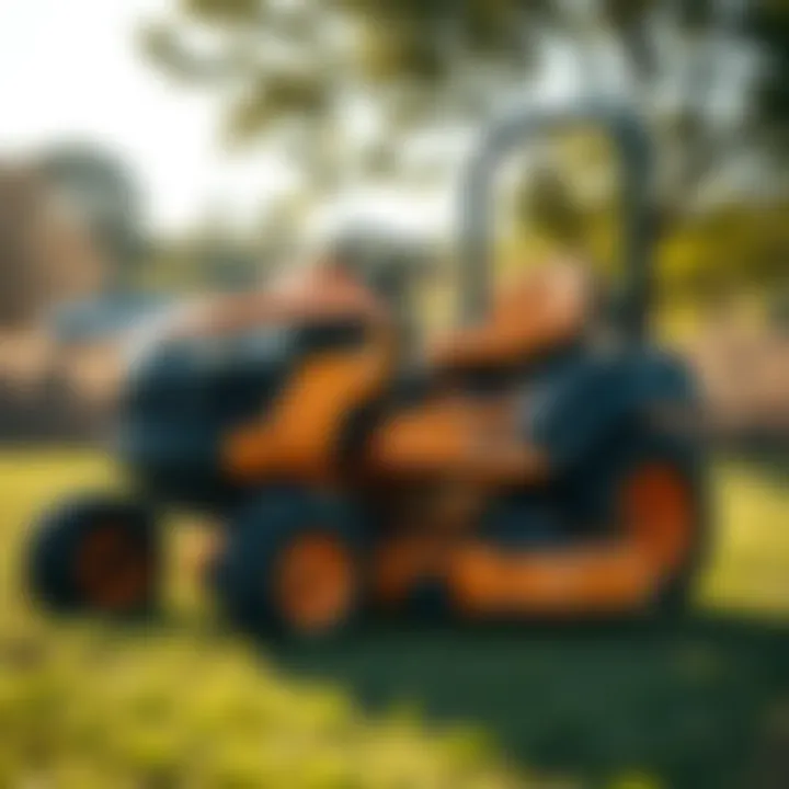 Detailed view of Scag stand-on mower showcasing its robust design