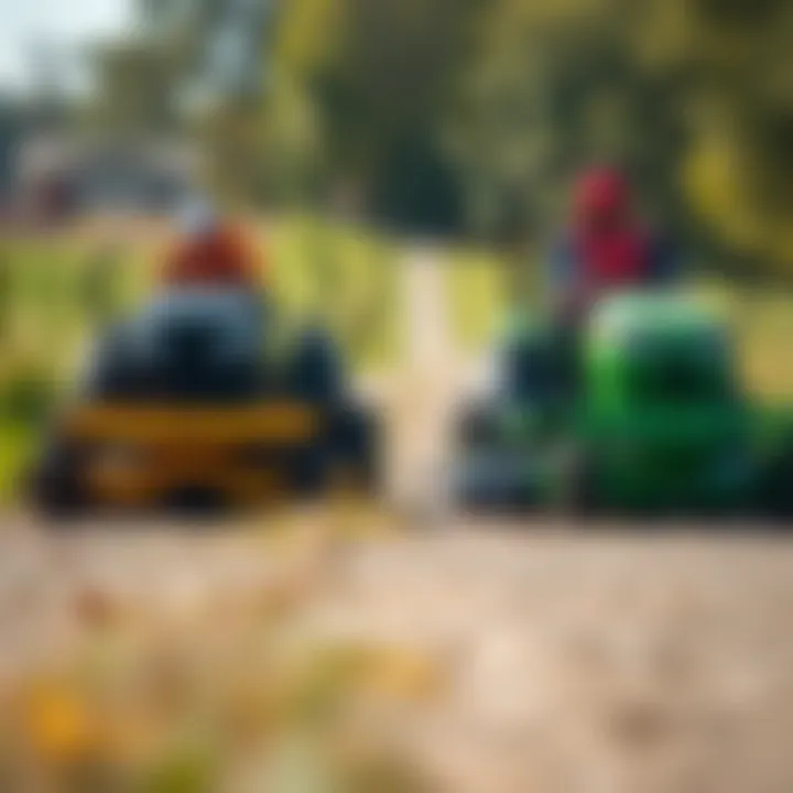 Side-by-side comparison of Scag and Ride mowers highlighting features