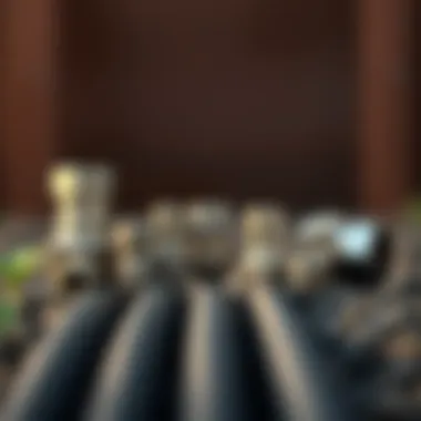 Various types of Toro drip tape fittings arranged for comparison.