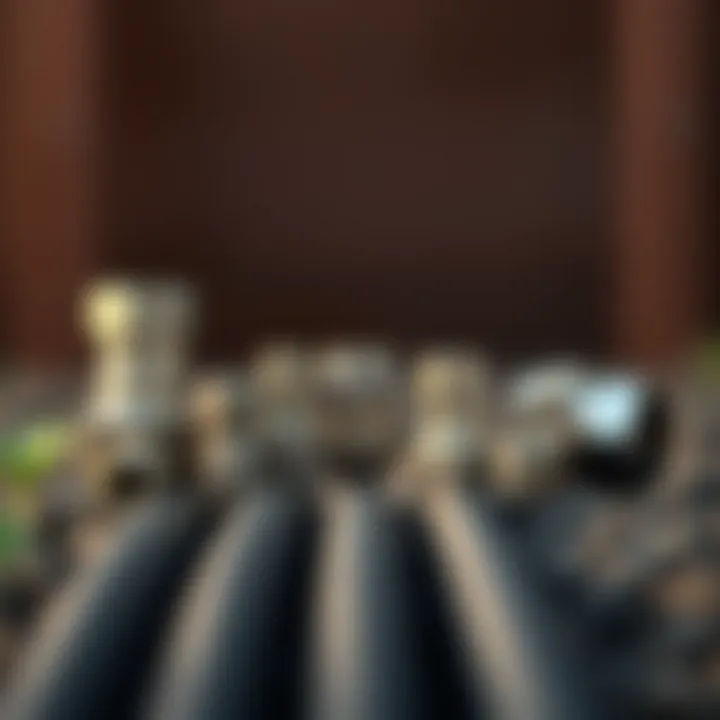 Various types of Toro drip tape fittings arranged for comparison.