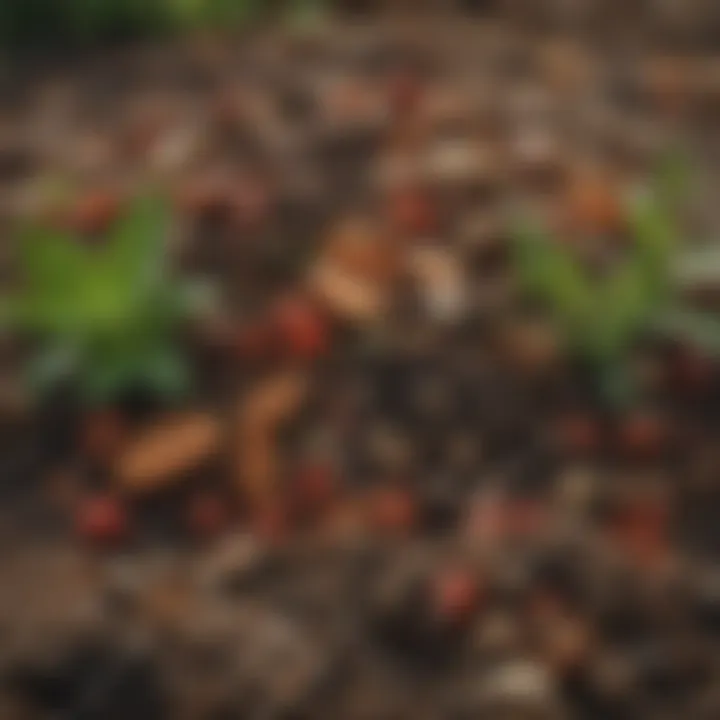 A diverse range of composting materials including greens and browns.