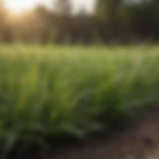 Close-up of grass with fertilizer droplets