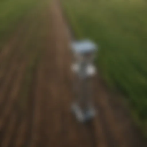 Aerial view of a rain gauge installation in the field