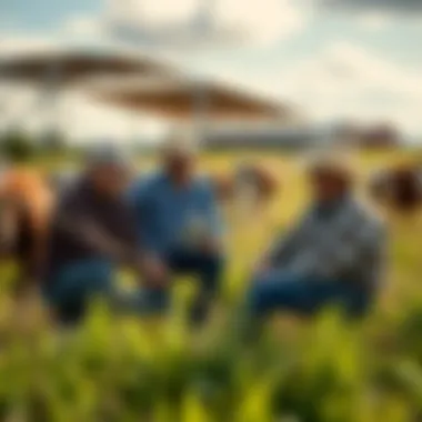 Farmers discussing land management strategies