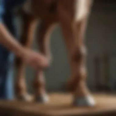 Veterinarian examining a horse's hoof for treatment options