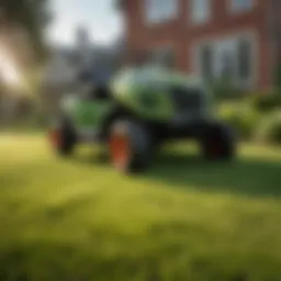 A sleek and modern zero turn lawn mower on a lush green lawn