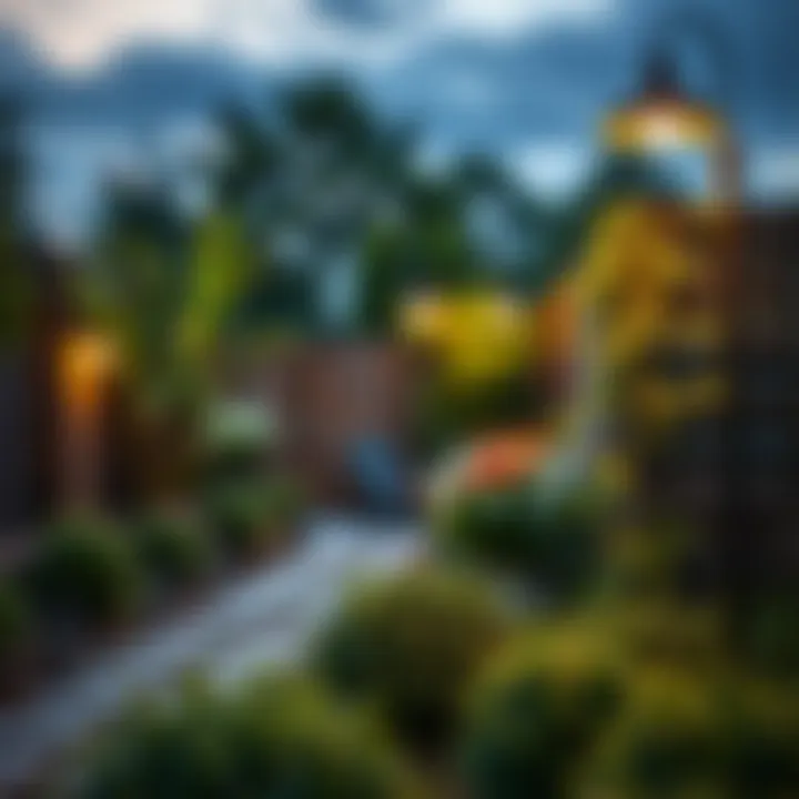 Energy-Efficient Garden Lighting A peaceful outdoor space with energy-efficient garden lighting installed