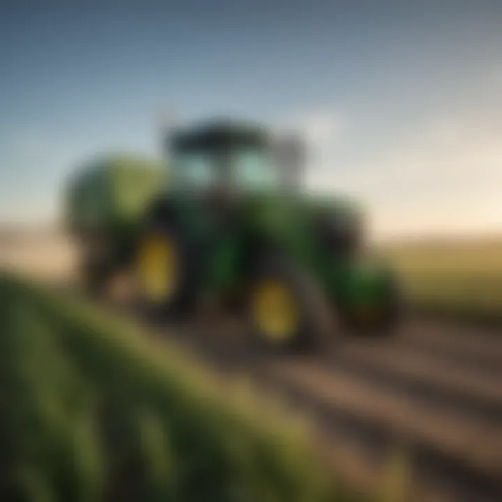 Close-up of modern John Deere machinery in action