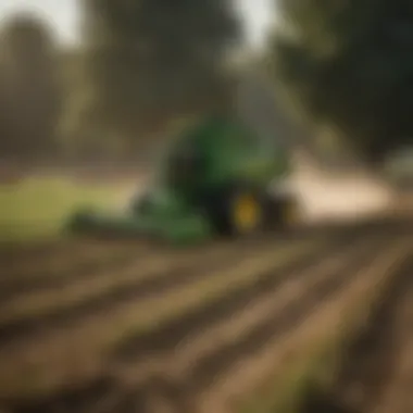 Farmers utilizing John Deere round baler