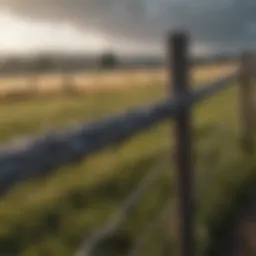 High-quality barbed wire fencing rolled out in a pasture