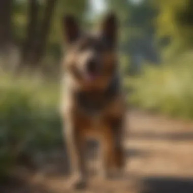 Dog enjoying a walk outdoors