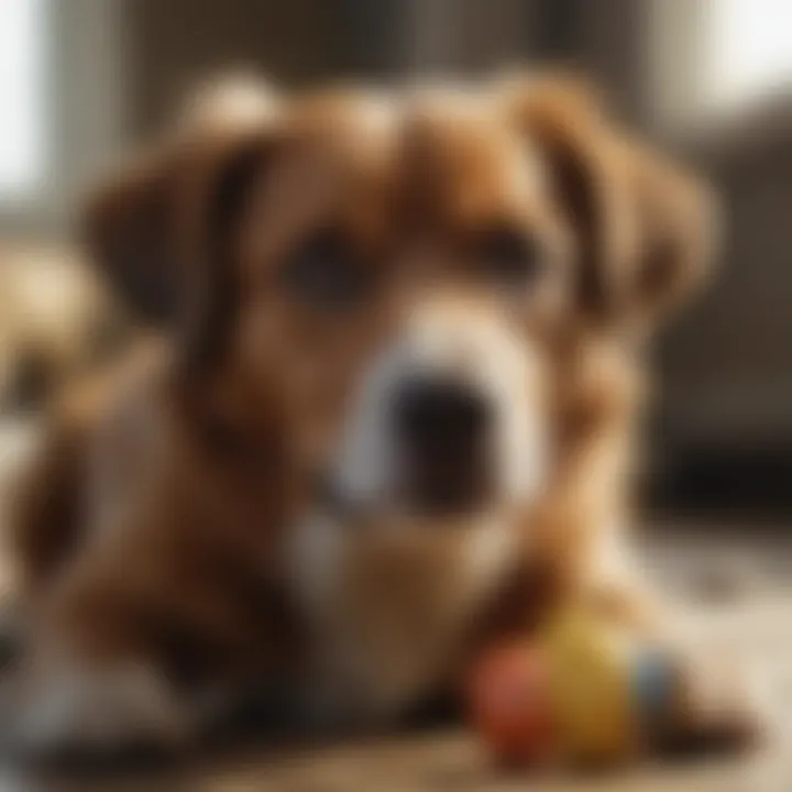 Happy dog playing with a toy