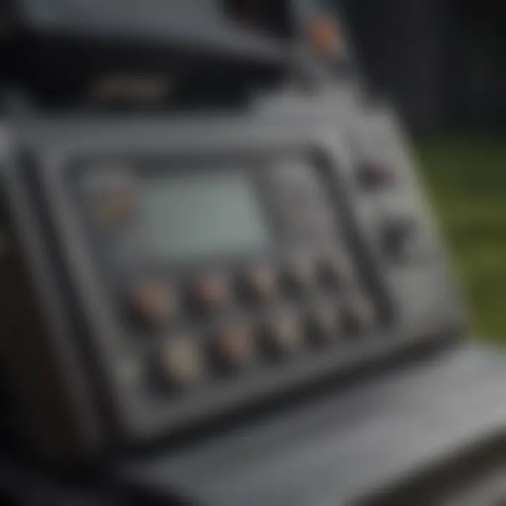 Detailed view of the control panel on a County Line finish mower highlighting user-friendly design.