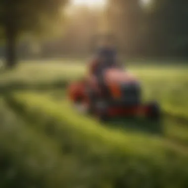 County Line finish mower in action across a lush field illustrating its efficiency.