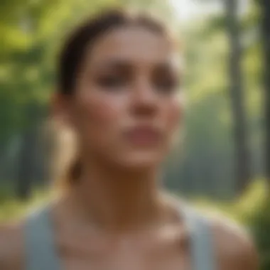 A person outdoors with allergy symptoms, surrounded by trees