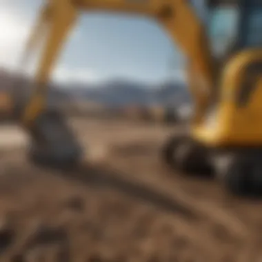 A close-up view of backhoe components emphasizing technology in modern designs.